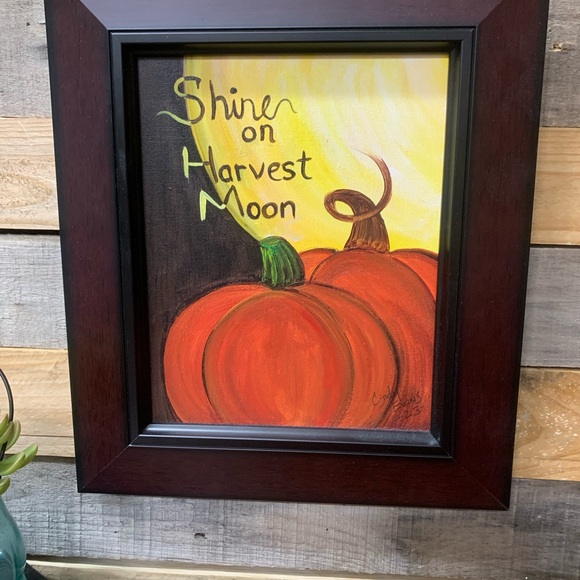 "Shine On Harvest Moon" Hand-Painted Pumpkin Canvas Painting - Picture 2 of 5